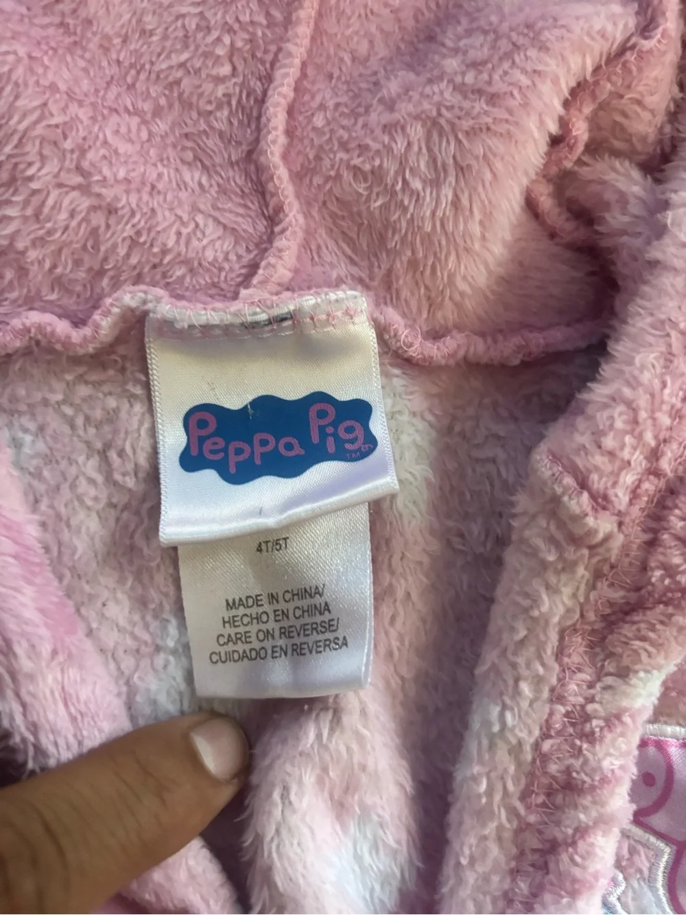 Peppa Pig Pink and Light Blue Star Hooded Robe with Belt
